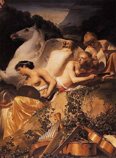 Caesar van Everdingen Four Muses and Pegasus on Parnassus